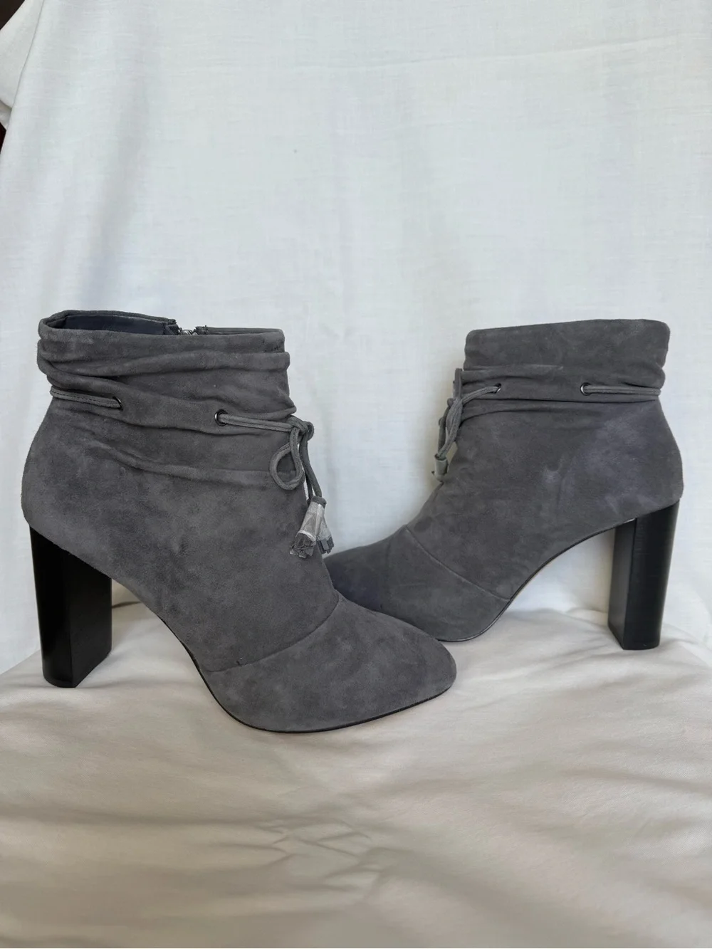 NIB White House Black Market  Taylor Gray Suede Booties - Size 8